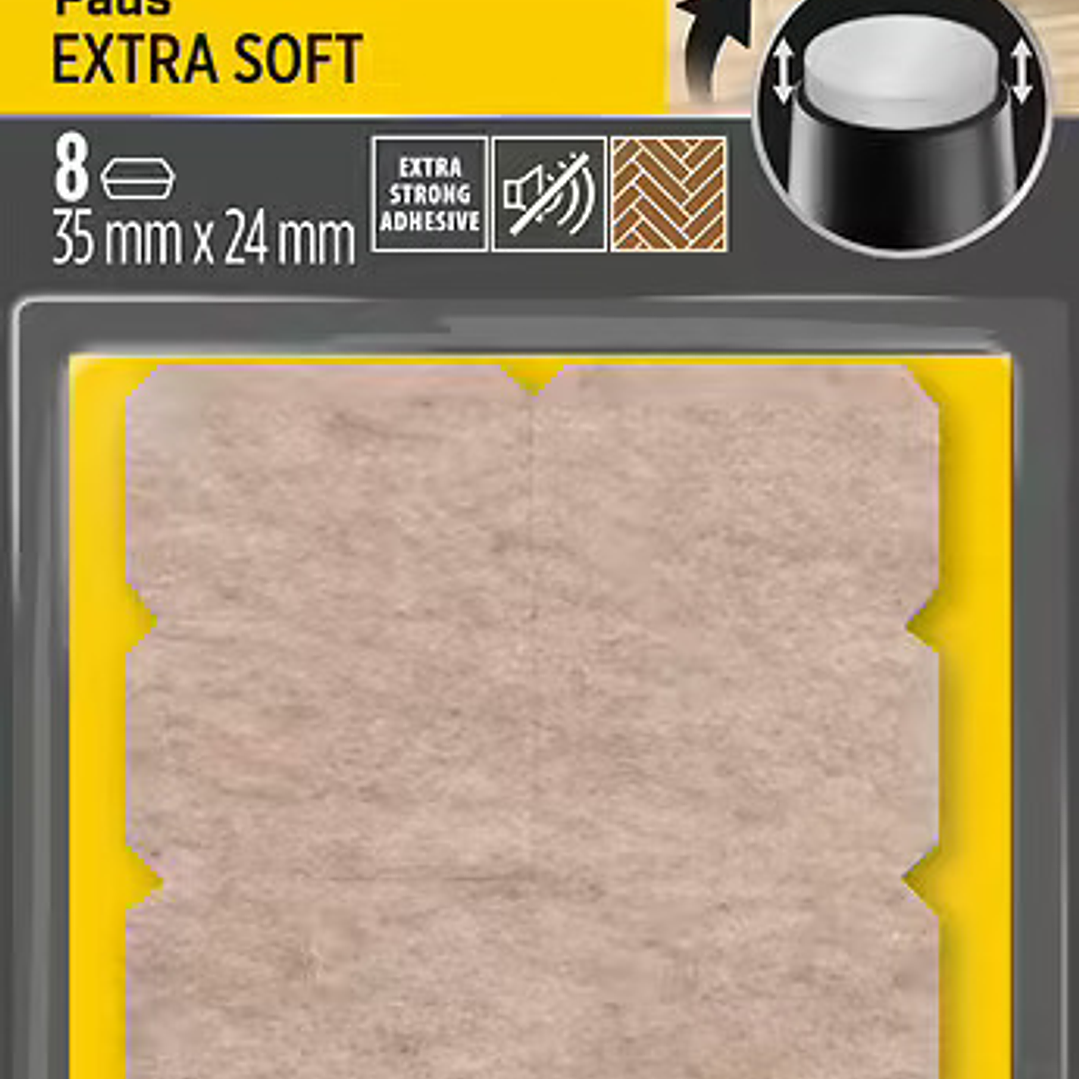 Scotch Pack de 8 Almohadillas de Fieltro Adhesivas - Extra Suaves - 35  x 24mm - Color Beige 1