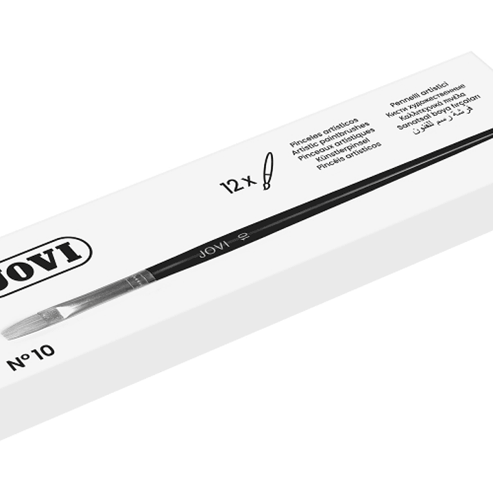 Jovi Pinceles Artisticos Planos Pelo de Cerda Nº 10 - Pelo Natural - Mango de Madera - Punta Plana - Pelo Duro - Color Varios 1