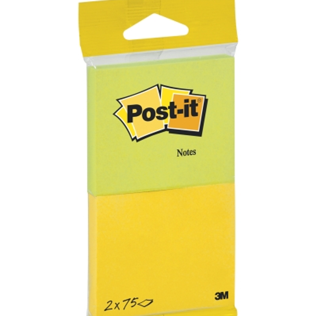 Post-It Pack de 2 Blocs de 75 Notas Adhesivas Reposicionables - Forma Rectangular - 635x762mm - Colores Surtidos 1