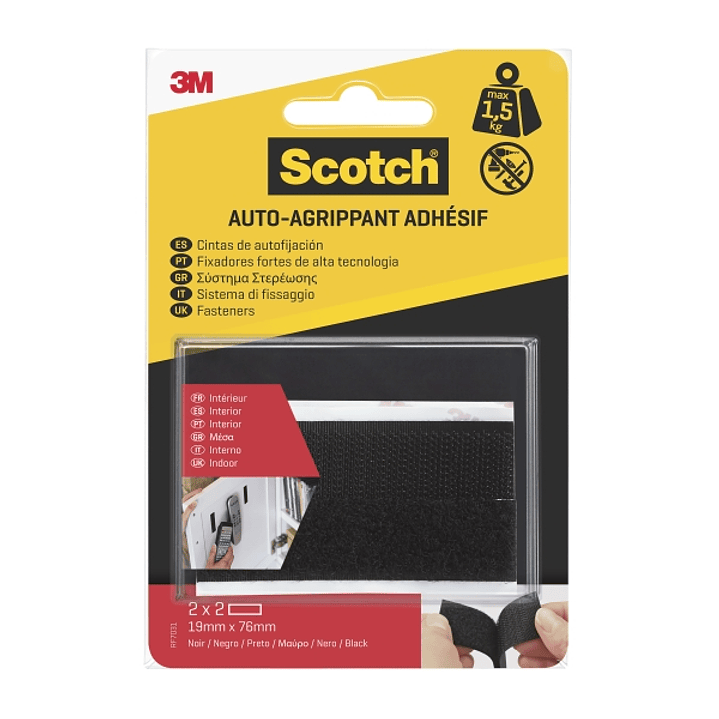 Scotch Pack de 2 Cierres Adhesivos Reposicionables - 19x76mm - Uso en Interior - Color Negro 1