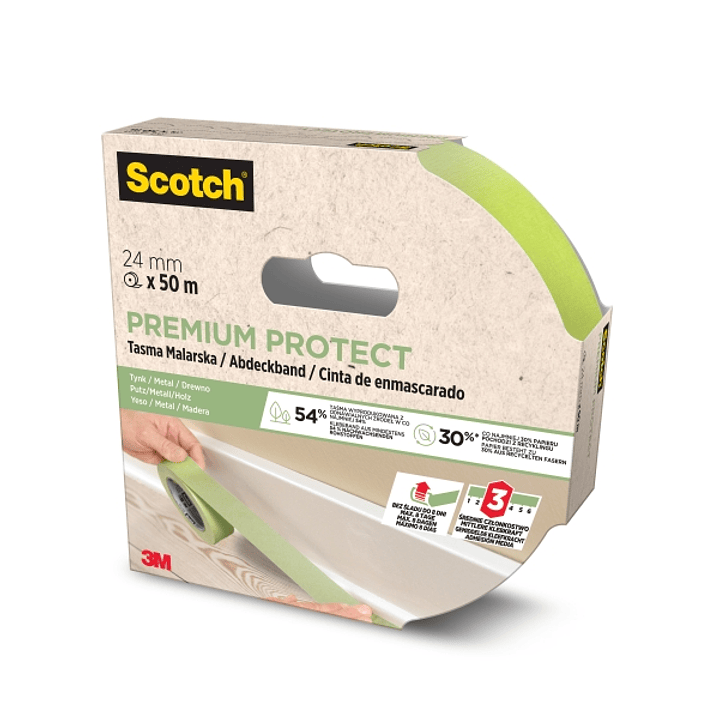 Scotch Premium Protect Cinta de Enmascarar - 24mm x 50m - 70% PEFC - Color Verde 1
