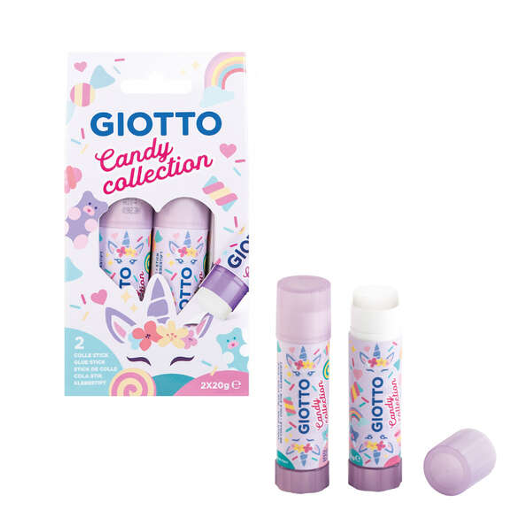 Giotto Candy Collection Pack de 2 Barras de Pegamento Mediano 20gr - Secado Rapido - Apto para Uso Escolar 1