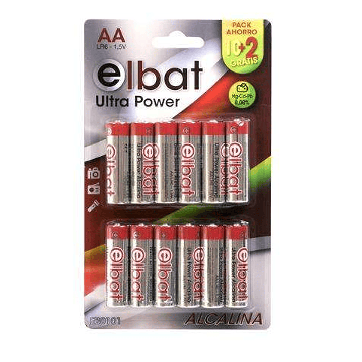 Elbat Pack de 12 Pilas Alcalinas LR6/AA 1