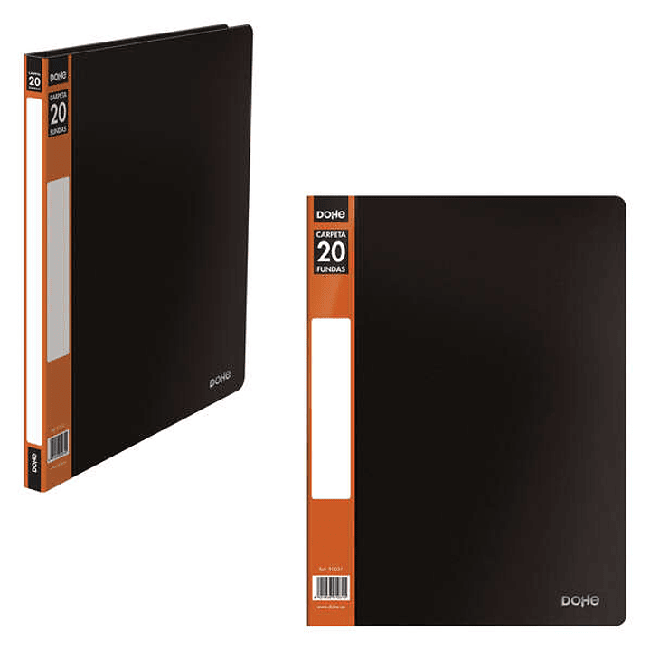 Dohe Carpeta con 20 Fundas A4 - Tapa de Polipropileno Opaco - Bolsillo en Lomo - Fundas Transparentes Soldadas 1