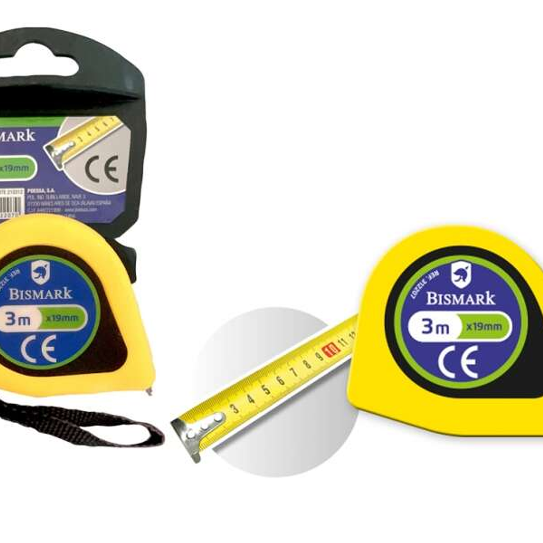 Bismark Flexometro 3m con Freno - Cinta para la Muñeca - Resistente para Hogar y Oficina - Color Amarillo 1