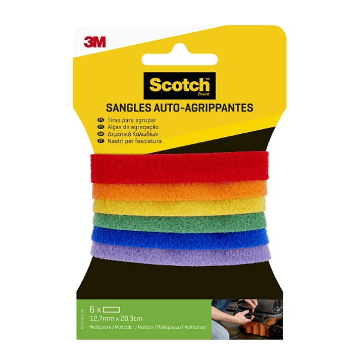 Scotch Pack de 6 Tiras Organizadoras de Cable - 12.7mm x 20.3cm - Colores Surtidos 1
