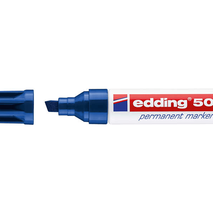 Edding 500 Rotulador Permanente - Punta Biselada - Trazo entre 2 y 7 mm. - Recargable - Secado Instantaneo - Color Azul 1