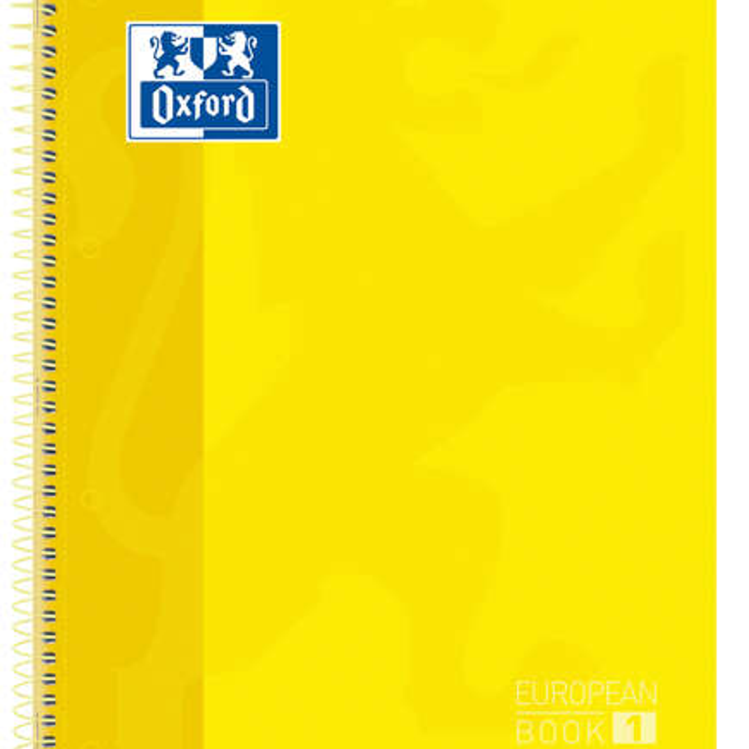 Oxford Europeanbook 1 Cuaderno Espiral Formato A4+ Cuadriculado 5x5mm - 80 Hojas - Banda de Color - Tapa Extradura Brillante - Color Amarillo 1
