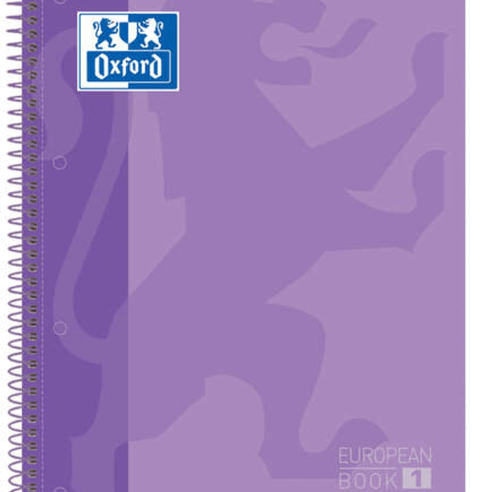 Oxford Europeanbook 1 Cuaderno Espiral Formato A4+ Cuadriculado 5x5mm - 80 Hojas - Banda de Color - Tapa Extradura Brillante - Color Malva 1