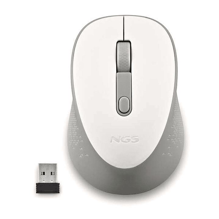 NGS Dew White Raton Inalambrico USB 1600dpi - 3 Botones - Uso Diestro - Color Blanco/Gris 1
