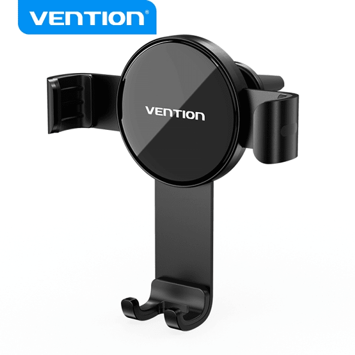 Vention Soporte Telefono Auto Sujecion Automatica - Clip Ventilacion - Estabilidad Triangular - Rotacion Libre - Color Negro 1