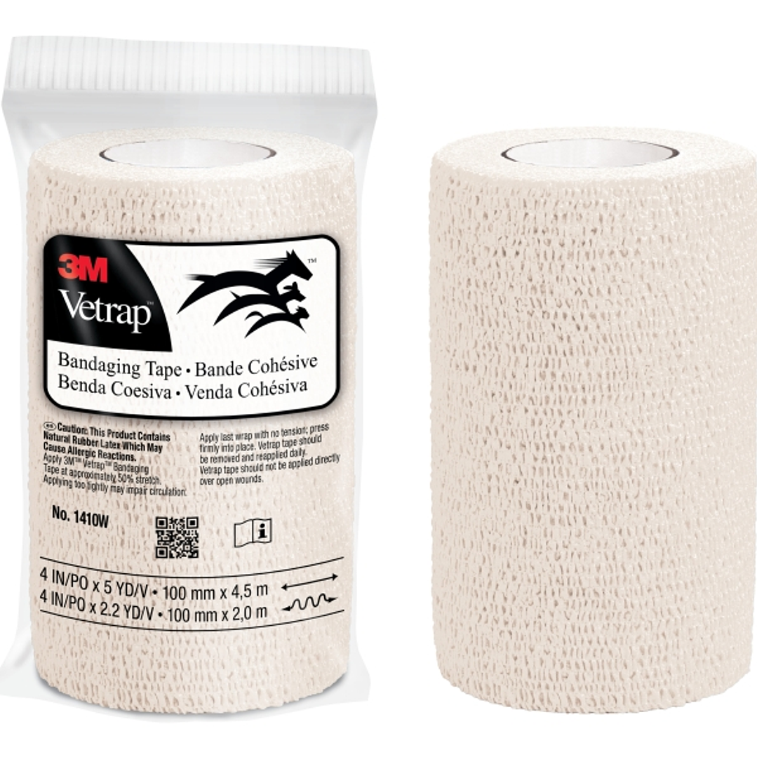 3M Vetrap Venda Cohesiva - 10cm x 4.5m - Flexible - Transpirable - Autoadhesiva - Color Blanco 1