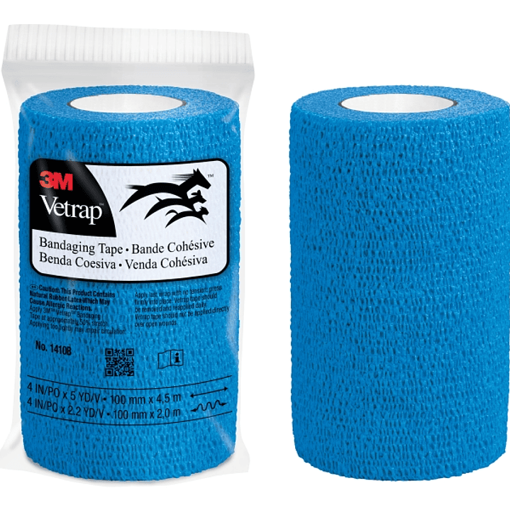 3M Vetrap Venda Cohesiva - 10cm x 4.5m - Flexible - Transpirable - Autoadhesiva - Color Azul 1