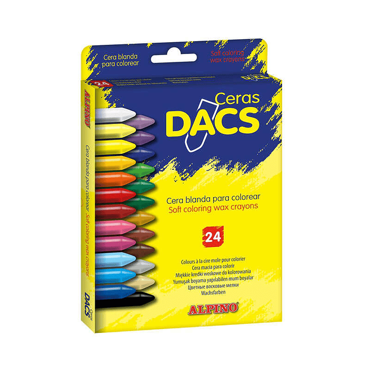 Alpino Dacs Pack de 24 Ceras Blandas de Colores - Textura Cremosa - Mezclables - Pintado Suave y Cubriente - Colores Surtidos 1
