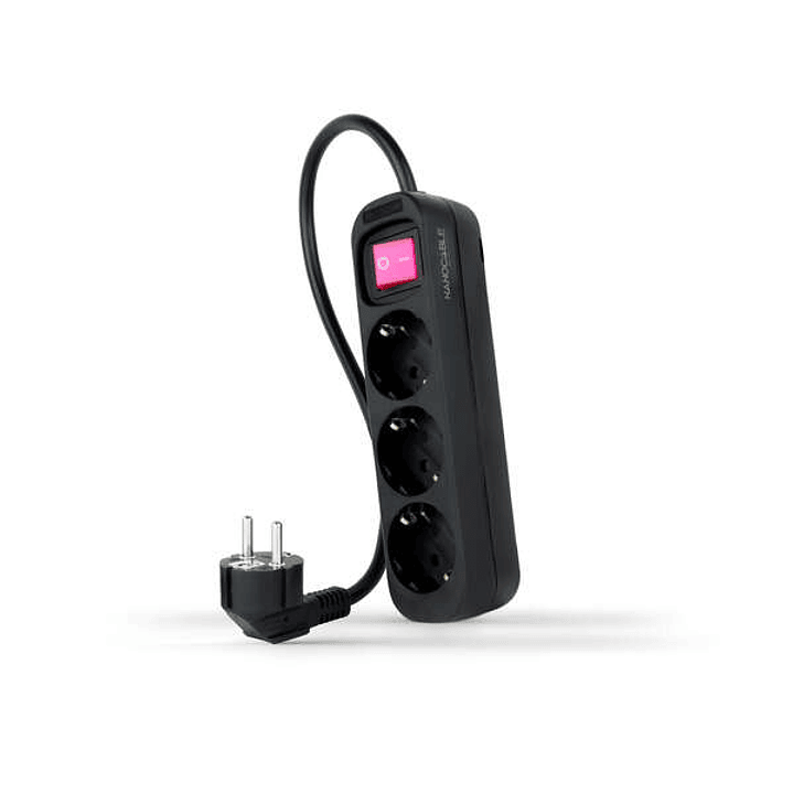 Nanocable Regleta 3 Tomas Interruptor 1.4m - Color Negro 1