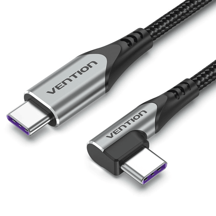 Vention Cable USB-C 2.0 a USB-C 2.0 5A 100W - 1m - Trenzado - Acodado - Color Gris 1