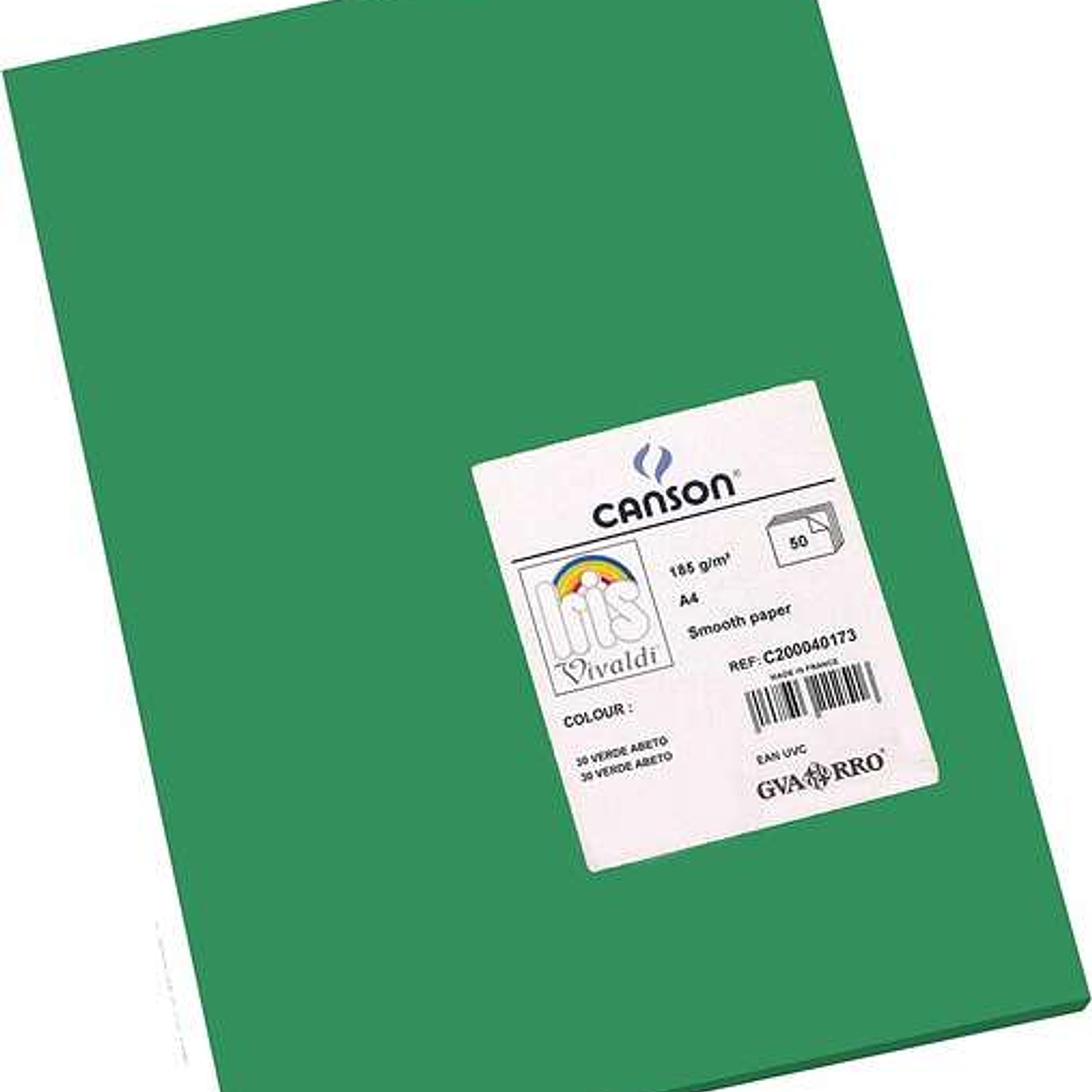 Canson Guarro Pack de 50 Cartulinas Iris A4 de 185g - 21x29.7cm - Color Verde Abeto 1