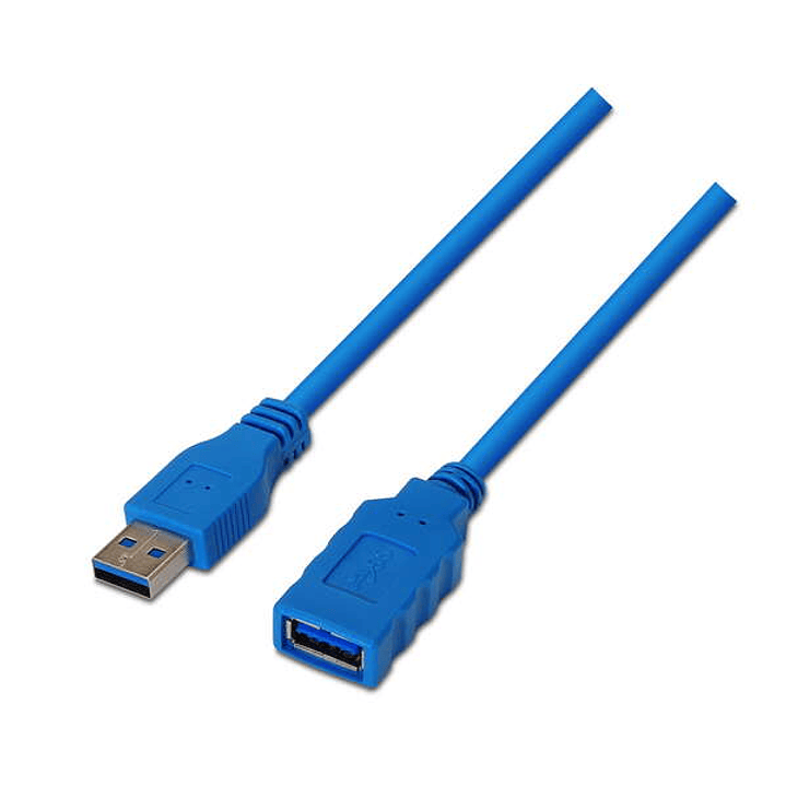 Aisens Cable Extension USB 3.0 - Tipo A Macho a A Hembra - 1.0m - Color Azul 1