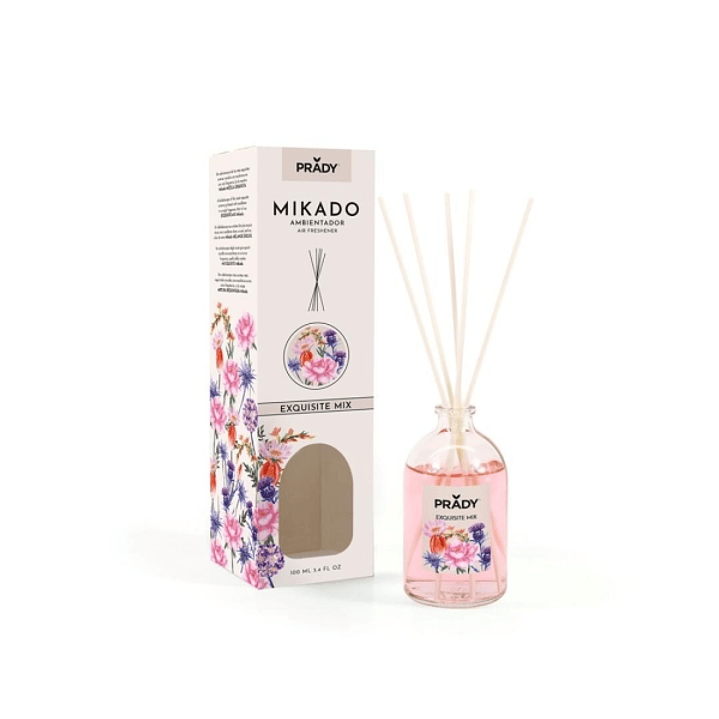 Prady Ambientador Mikado Exquisite Mix - Frasco de Cristal 100 ml y Varitas Difusoras 1