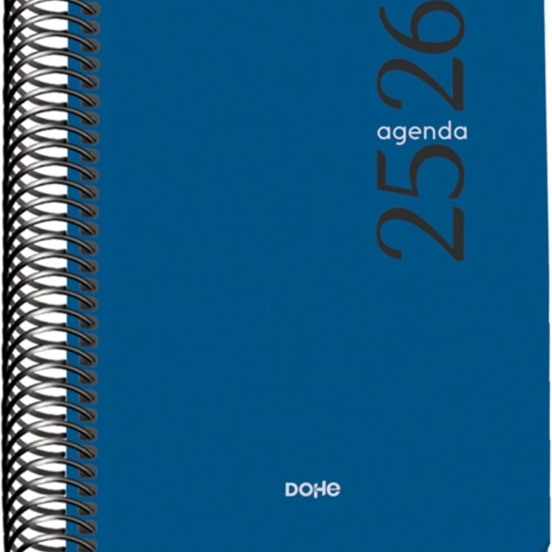 Dohe Esencial Agenda Escolar 25/26 Espiral A6 - Dia Pagina - Papel 70g/m2 - Cubierta en Polipropileno - Color Azul 1