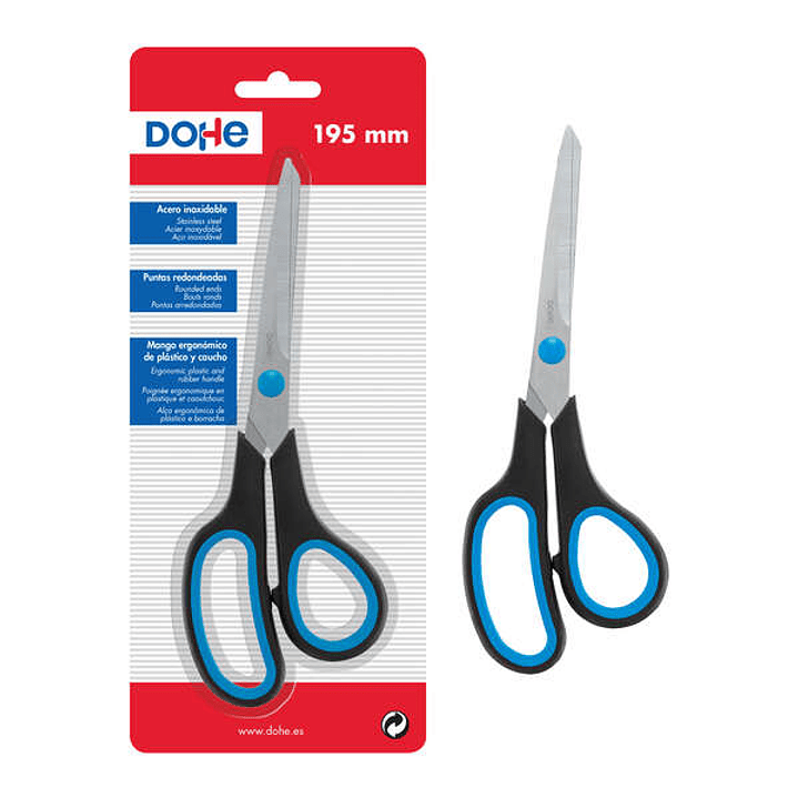 Dohe Tijeras de Acero Inoxidable - Puntas Redondeadas - Mango Ergonomico de Plastico y Caucho - Blister Individual 1