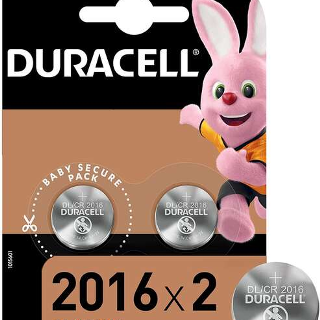 Duracell Pack de 2 Pilas Litio de Boton DL2016 3V - Tecnologia Baby Secure 1