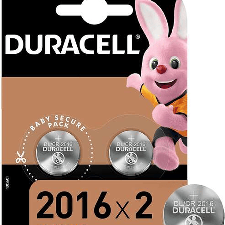 Duracell Pack de 2 Pilas Litio de Boton DL2016 3V - Tecnologia Baby Secure 1