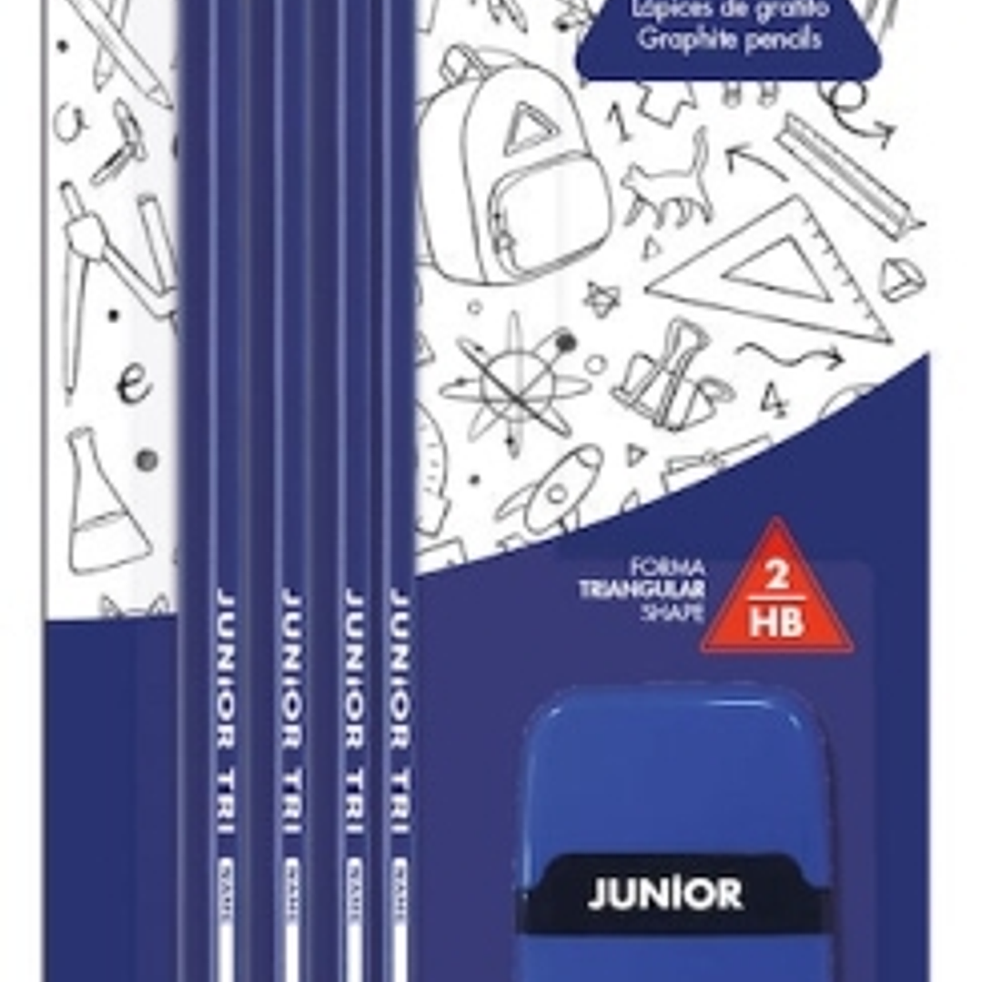 Alpino Junior Tri Blister de 6 Lapices de Grafito HB Triangulares + Sacapunta con Goma de Borrar - Espacio para el Nombre 1