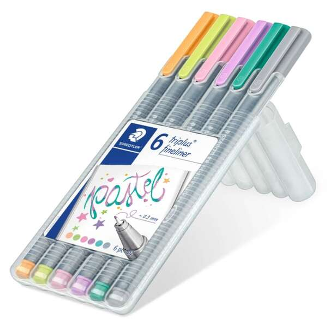 Staedtler Triplus Fineliner 334 Pack de 6 Rotuladores de Punta Fina - Trazo 0.3mm Aprox - Tinta Base de Agua - Colores Surtidos 1