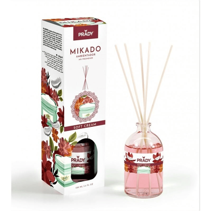 Prady Ambientador Mikado Soft Cream - Frasco de Cristal 100 ml y Varitas Difusoras 1