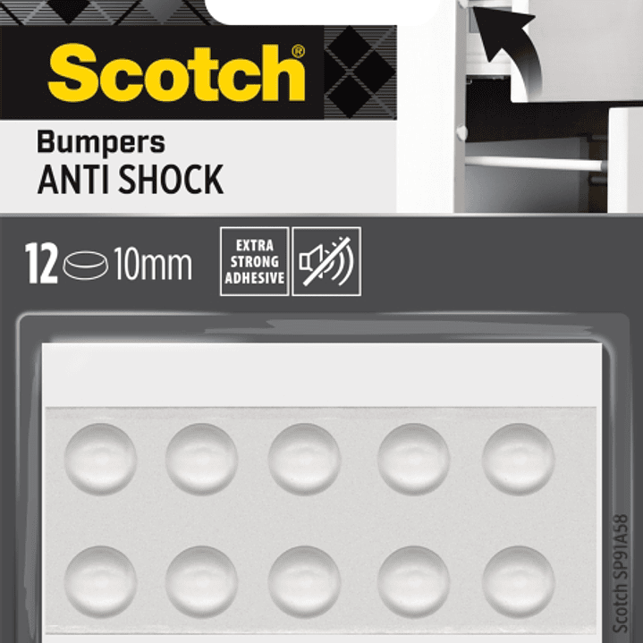 Scotch Topes Adhesivos para Muebles - Antichoque - Diametro de 10mm - Paquete de 12 - Color Transparente 1