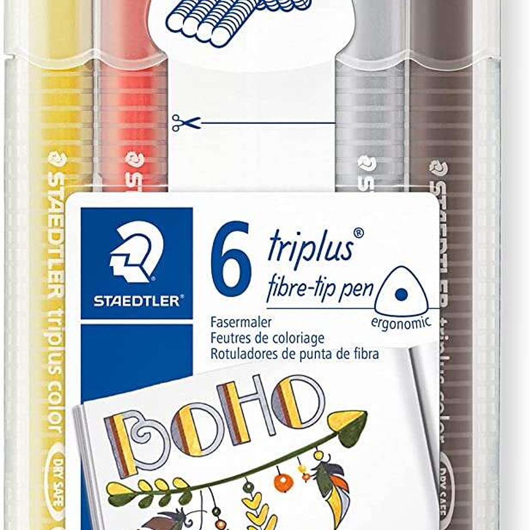 Staedtler Triplus Color 323 Pack de 6 Rotuladores de Punta Fina - Trazo 1mm Aprox - Tinta Base de Agua - Colores Surtidos 1