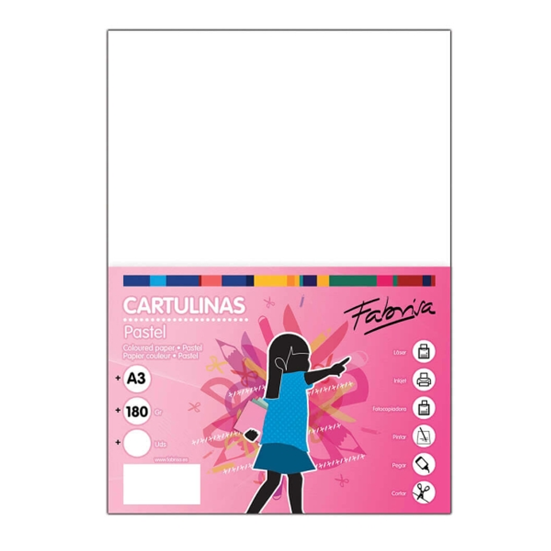 Fabrisa Pack de 50 Cartulinas 180 g/m² - Tamaño A3 - Color Blanco 1