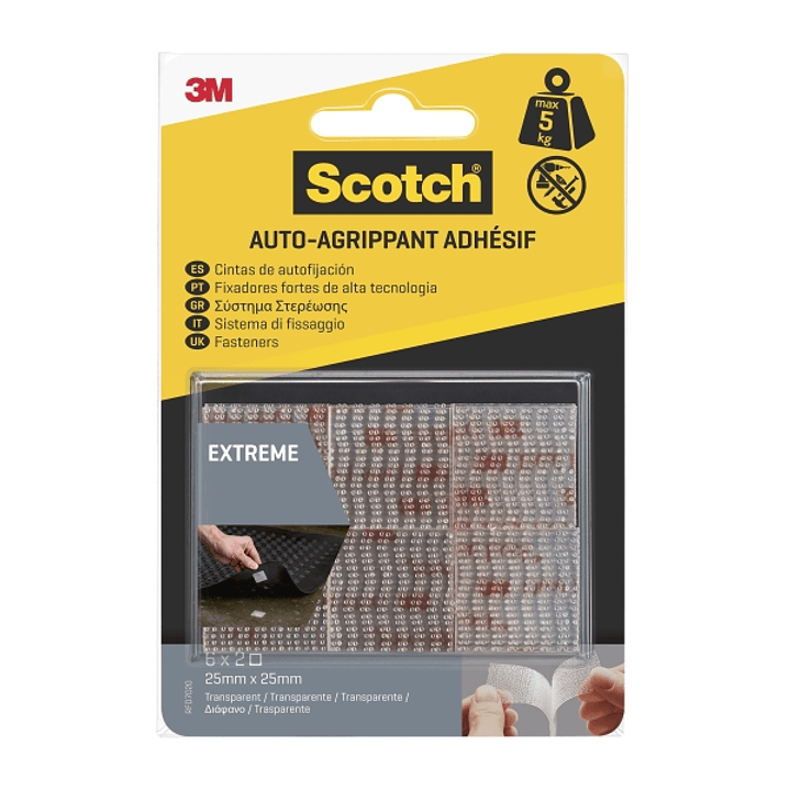 Scotch Extreme Pack de 6 Cierres Adhesivos Reposicionables - 25x25mm - Color Transparente 1