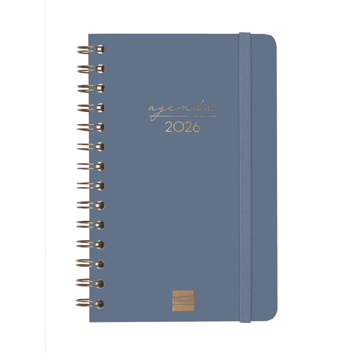 Finocam Alma Agenda - Anual 2026 - con Espiral - Formato E5 - 131x19x190mm - Semana Vista Horizontal - Color Azul 1