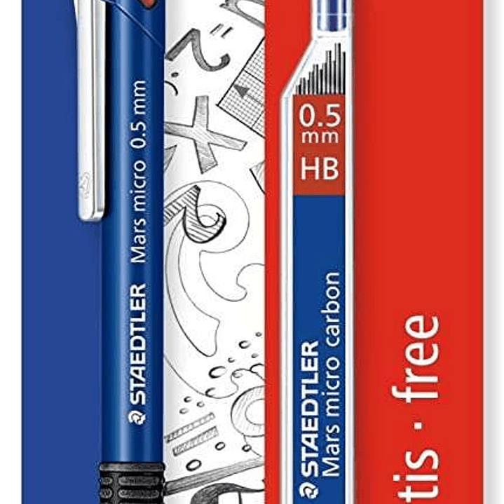 Staedtler Mars Micro Pack de 1 Portaminas 0.5mm + 1 Tubo de 12 Minas - Minas HB - Zona de Agarre de Goma 1