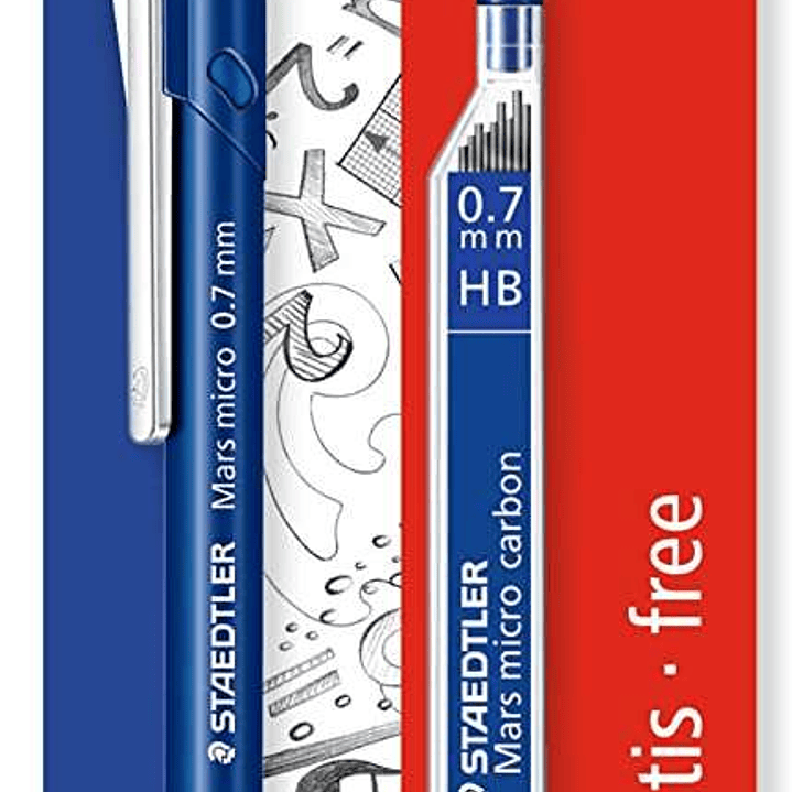 Staedtler Mars Micro Pack de 1 Portaminas 0.7mm + 1 Tubo de 12 Minas - Minas HB - Zona de Agarre de Goma 1