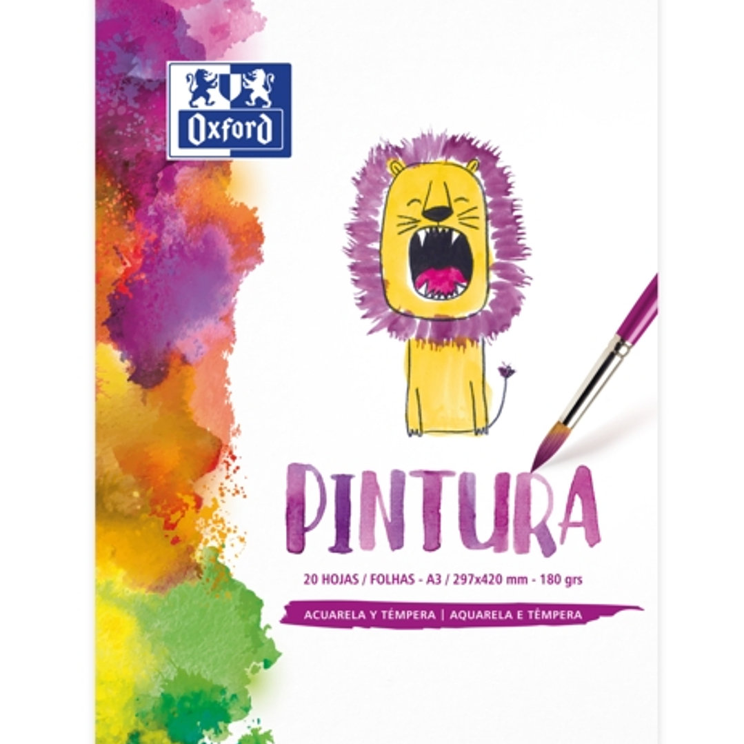 Oxford Pintura Infantil/Ocio Bloc Encolado A3 - Tapa Blanda/Contratapa Rigida - 20 Hojas - 180gr 1