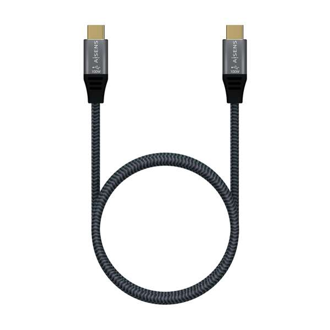 Aisens Cable USB 3.2 Gen2x2 Aluminio 20Gbps 8K@30Hz 5A 100W E-Mark, Tipo USB-C/M-USB-C/M - 1.0m - Color Gris 1