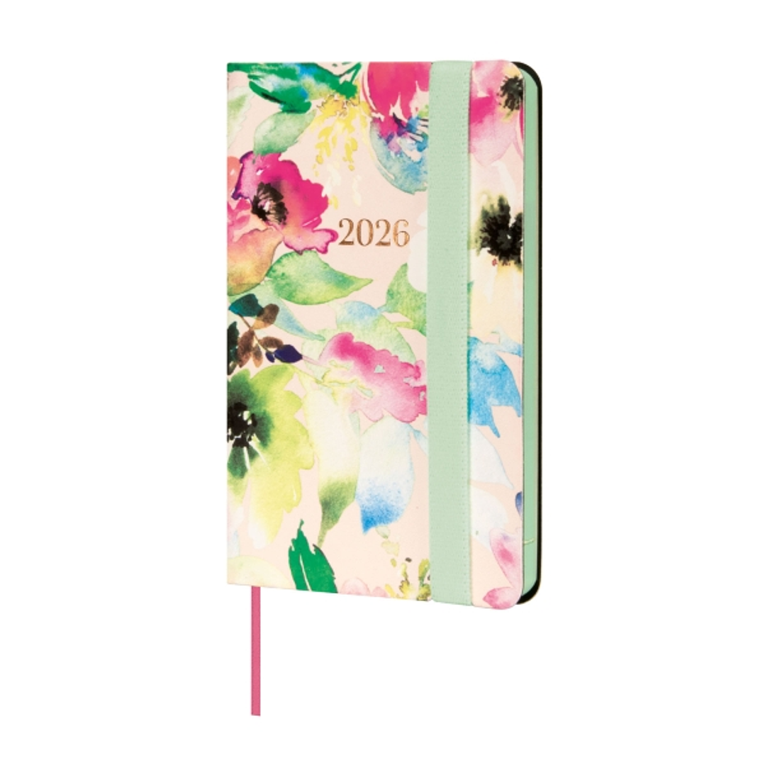 Finocam Flexi Joy Agenda en Catalan - Anual 2026 - Tapa Blanda - Formato F2 - 85x13x130mm - Semana Vista Horizontal - Tematica de Flores 1
