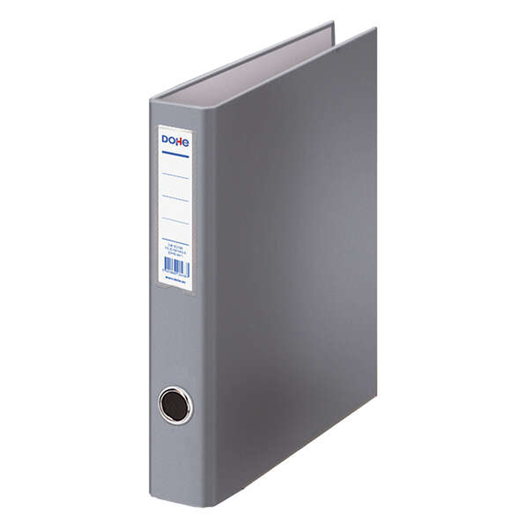 Dohe Carpeta de 2 Anillas Mixtas 40mm - Tamaño A4 - Medidas 285x320x60mm - Ollao y Tarjetero en Lomo - Carton Forrado con Polipropileno - Color Gris 1