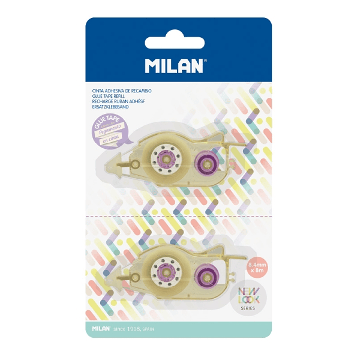 Milan Pack de 2 Recambios de Cinta Adhesiva para Serie New Look - 8.4mm x 8m - Color Transparente 1