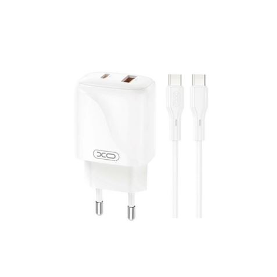 XO L158 Cargador de Corriente 20W - USB-A y USB-C - Alto Rendimiento - Incluye Cable USB-C - Color Blanco 1
