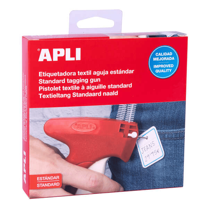 Apli Etiquetadora Textil Estandar - Incluye Tapon de Proteccion y Correa de Muñeca - Compatible con Agujas y Navetes Apli 1