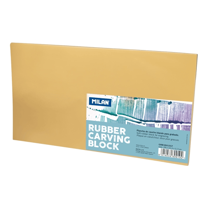 Milan Rubber Carving Block Plancha de Grabado - Caucho Suave - Formato L - 28x15.5x0.7cm - Color Marron 1