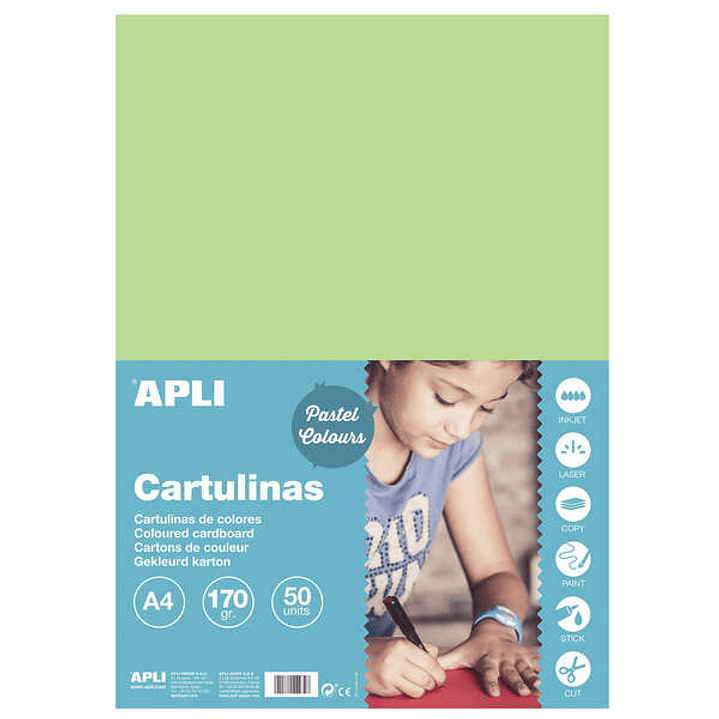 Apli Cartulina Verde Claro A4 170g 50 Hojas 1