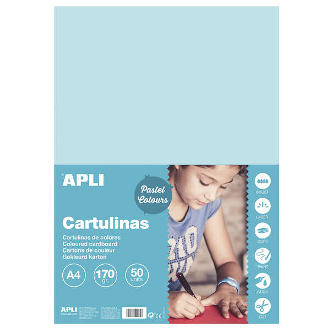 Apli Cartulina Azul Claro A4 170g 50 Hojas 1