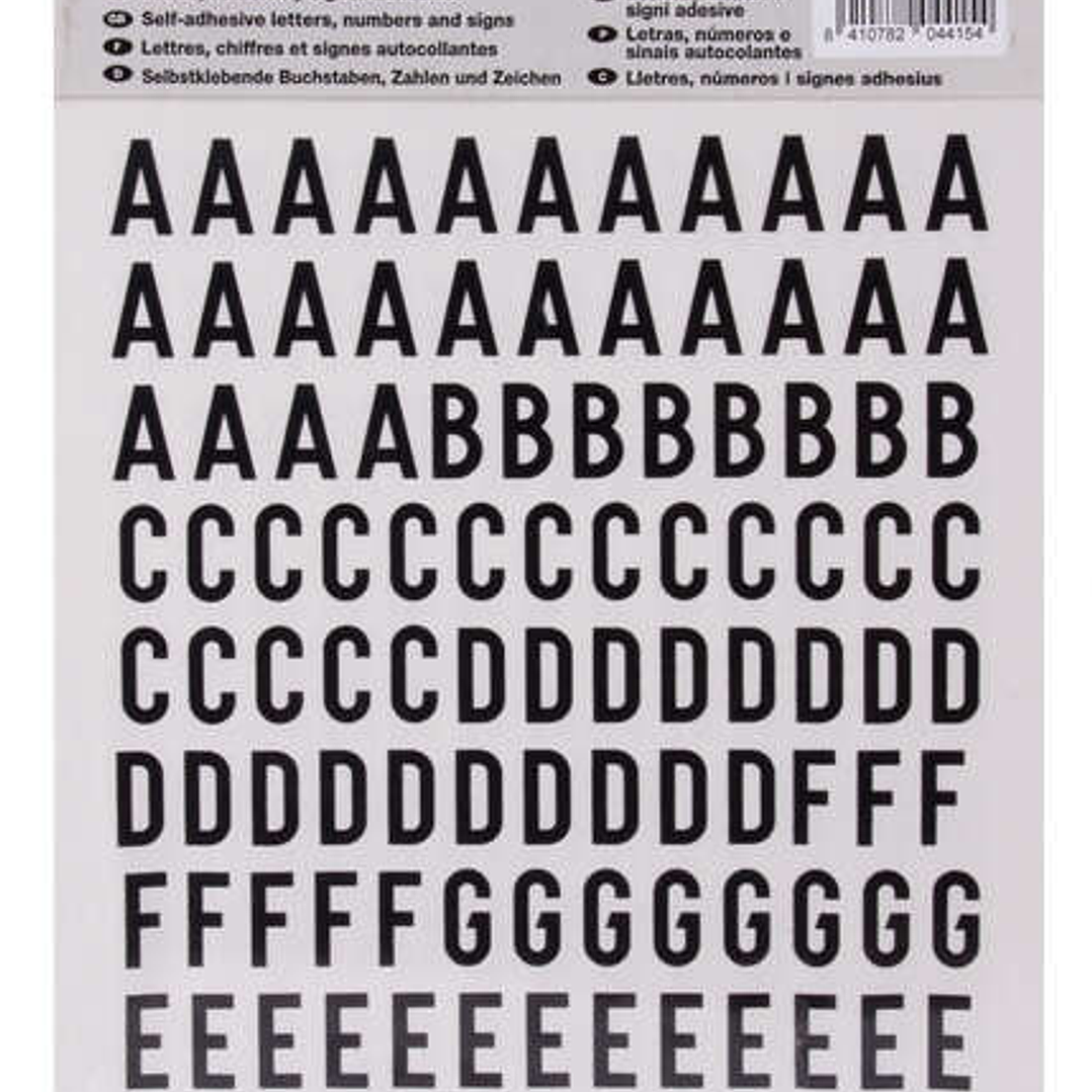 Apli Letras Adhesivas de Palo Mayusculas - Altura 15mm - Pack de 4 Hojas con 468 Letras - Color Negro 1