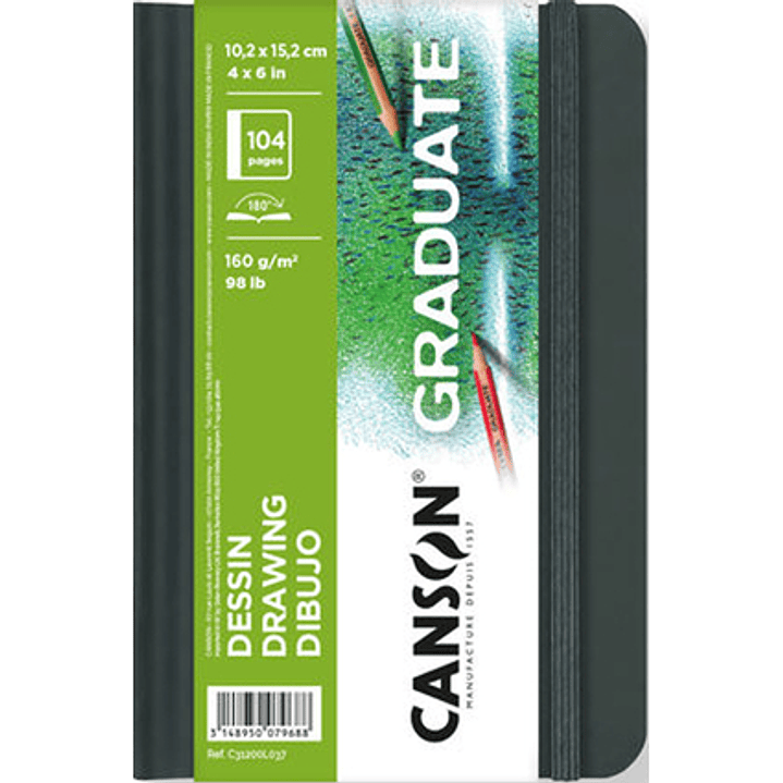 Canson Graduate Dibujo Cuaderno con 52 Hojas - 10.2x15.2cm - 160g - Grano Fino - Color Blanco 1