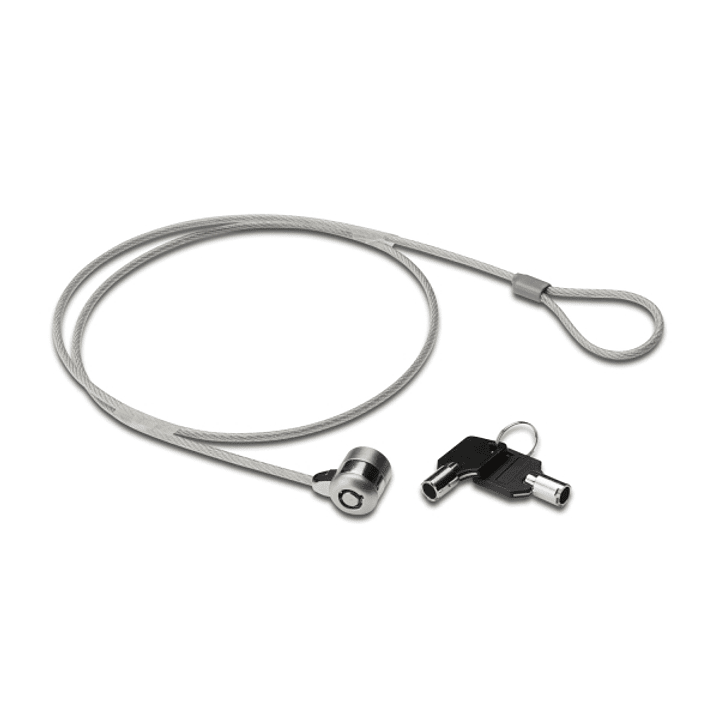 Ewent Cable de Seguridad para Portatil con Llave - 2 Llaves - Cable de Acero - 1.5m de Longitud - Color Acero 1